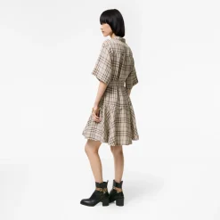 Check Linen Blend Dress