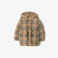Check Nylon Puffer Coat