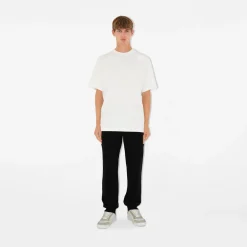 Check Panel Cotton Jogging Pants