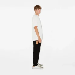 Check Panel Cotton Jogging Pants
