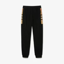 Check Panel Cotton Jogging Pants