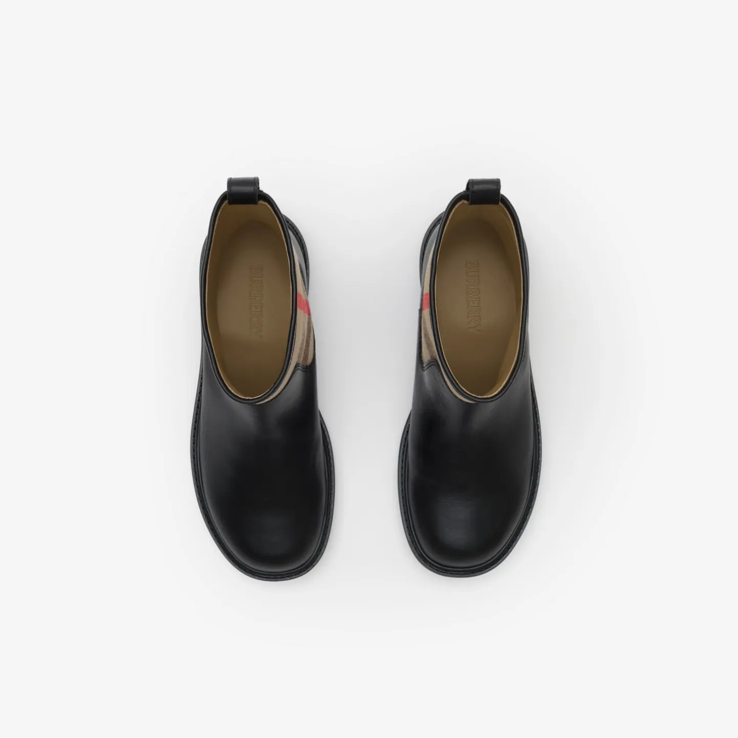 Check Panel Leather Boots