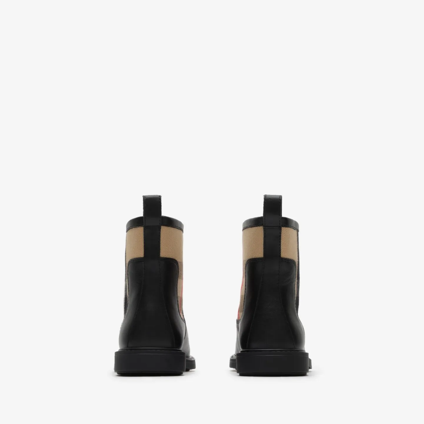 Check Panel Leather Boots