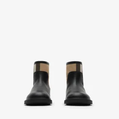 Check Panel Leather Boots