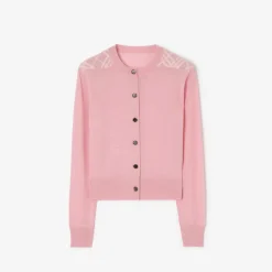 Check Panel Wool Silk Cardigan