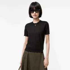 Check Panel Wool Silk Top