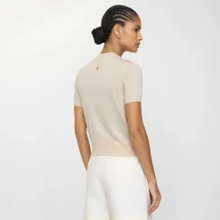 Check Panel Wool Silk T-shirt