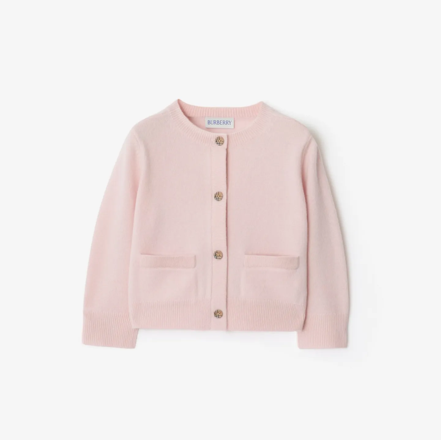 Check Patch Wool Cashmere Cardigan