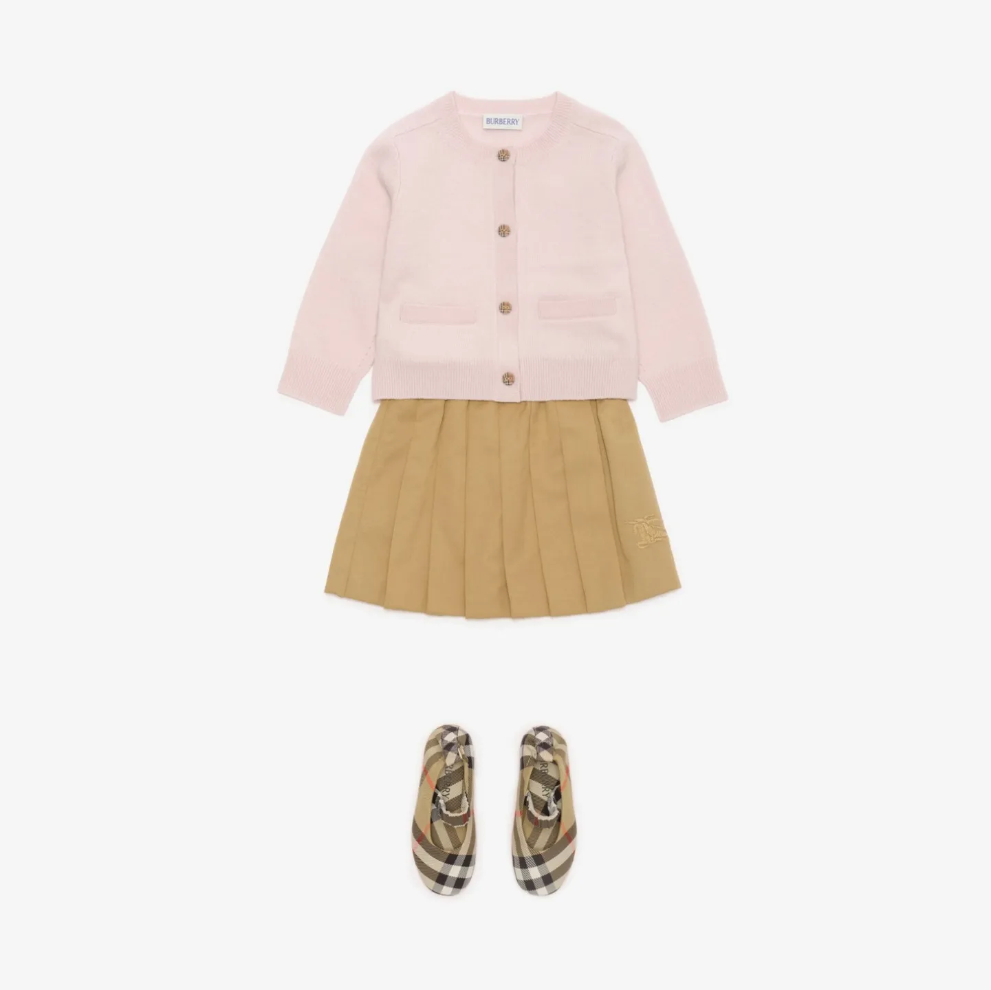 Check Patch Wool Cashmere Cardigan