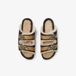 Check Shearling Urchin Sandals