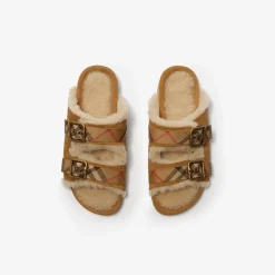 Check Shearling Urchin Sandals