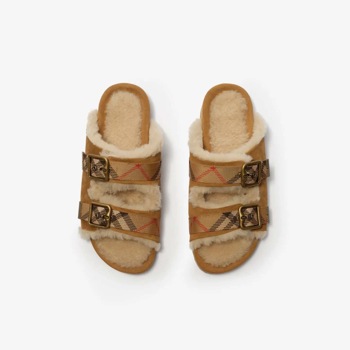 Check Shearling Urchin Sandals
