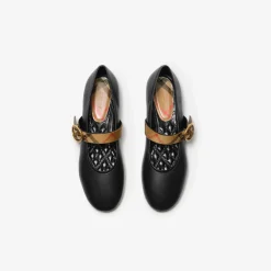 Check Strap Leather Robin Ballerinas