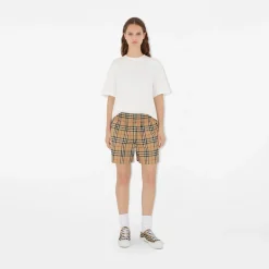 Check Stretch Cotton Shorts