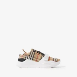 Check, Suede and Leather Sneakers