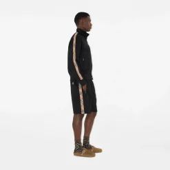 Check Trim Cotton Blend Shorts