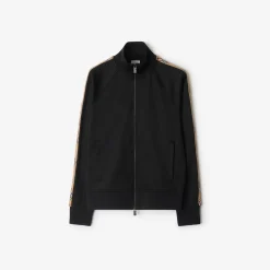 Check Trim Cotton Blend Track Jacket