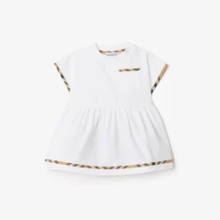 Check Trim Cotton Dress with Bloomers