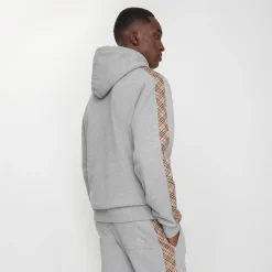 Check Trim Cotton Hoodie