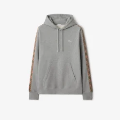 Check Trim Cotton Hoodie