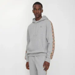 Check Trim Cotton Hoodie