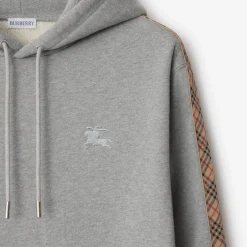 Check Trim Cotton Hoodie