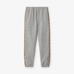 Check Trim Cotton Jogging Pants