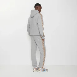 Check Trim Cotton Jogging Pants