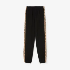 Check Trim Cotton Jogging Pants