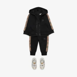 Check Trim Cotton Jogging Pants