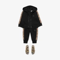 Check Trim Cotton Jogging Pants