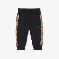 Check Trim Cotton Jogging Pants