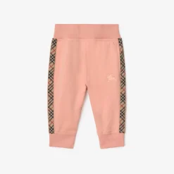 Check Trim Cotton Jogging Pants
