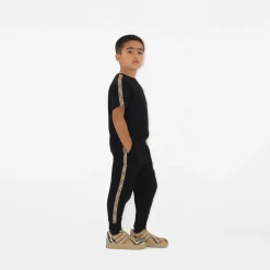 Check Trim Cotton Jogging Pants