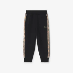 Check Trim Cotton Jogging Pants