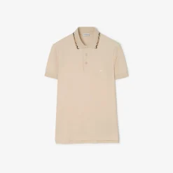 Check Trim Cotton Polo Shirt