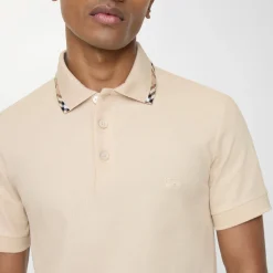 Check Trim Cotton Polo Shirt