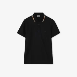 Check Trim Cotton Polo Shirt