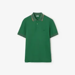 Check Trim Cotton Polo Shirt