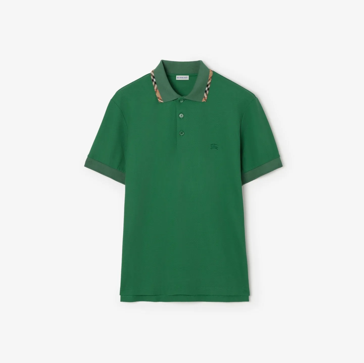 Check Trim Cotton Polo Shirt