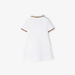 Check Trim Cotton Polo Shirt Dress