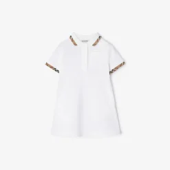 Check Trim Cotton Polo Shirt Dress