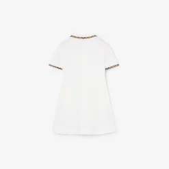 Check Trim Cotton Polo Shirt Dress