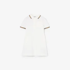 Check Trim Cotton Polo Shirt Dress