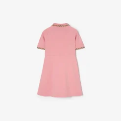 Check Trim Cotton Polo Shirt Dress