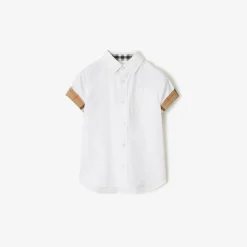 Check Trim Cotton Poplin Shirt