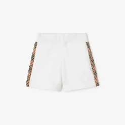 Check Trim Cotton Shorts