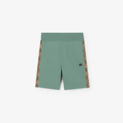 Check Trim Cotton Shorts