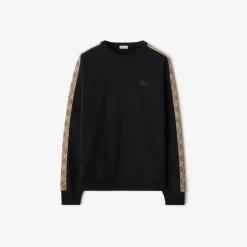 Check Trim Cotton Sweatshirt