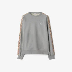 Check Trim Cotton Sweatshirt
